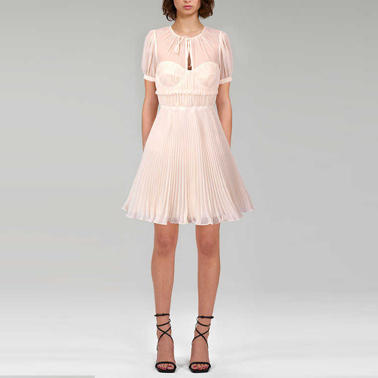 Self-Portrait SS22 Ivory Chiffon Ruched Short Sleeve Dress. SWF334Y18800 圖 4