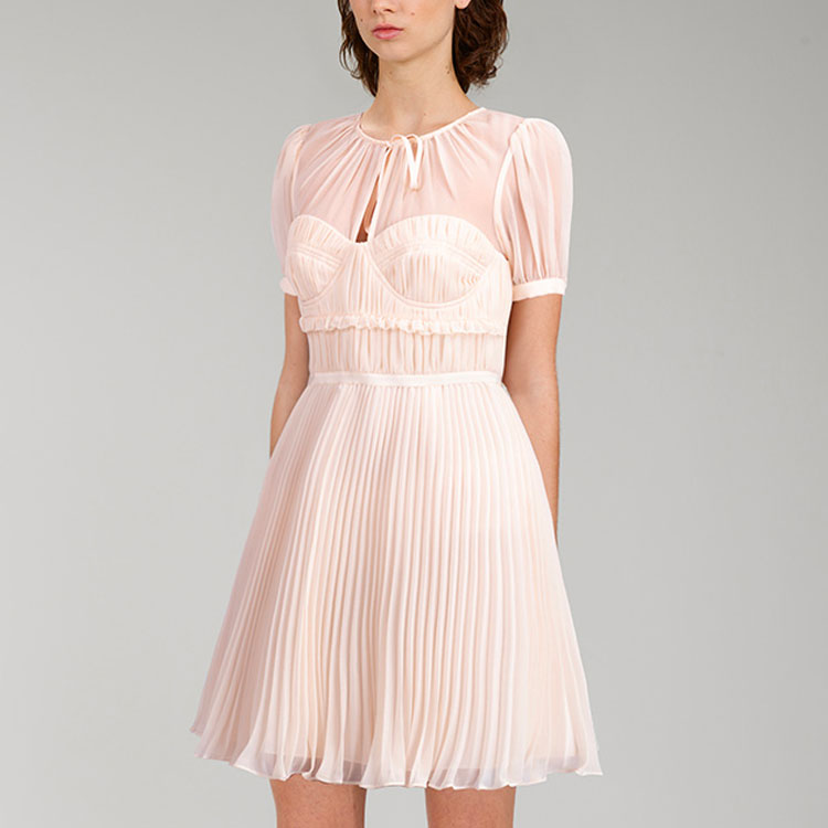 Self-Portrait SS22 Ivory Chiffon Ruched Short Sleeve Dress. SWF334Y18800 圖 5