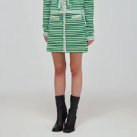 Shop Self-Portrait SS22 綠色條紋迷你裙 SWF332M08200