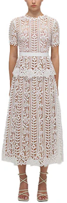 Self-Portrait SS22 White Lace Trim Short-Sleeve Fairy Dress. SWF332Y15400 Order Self-Portrait SS22 White Lace Trim Short-Sleeve Fairy Dress. SWF332Y15400