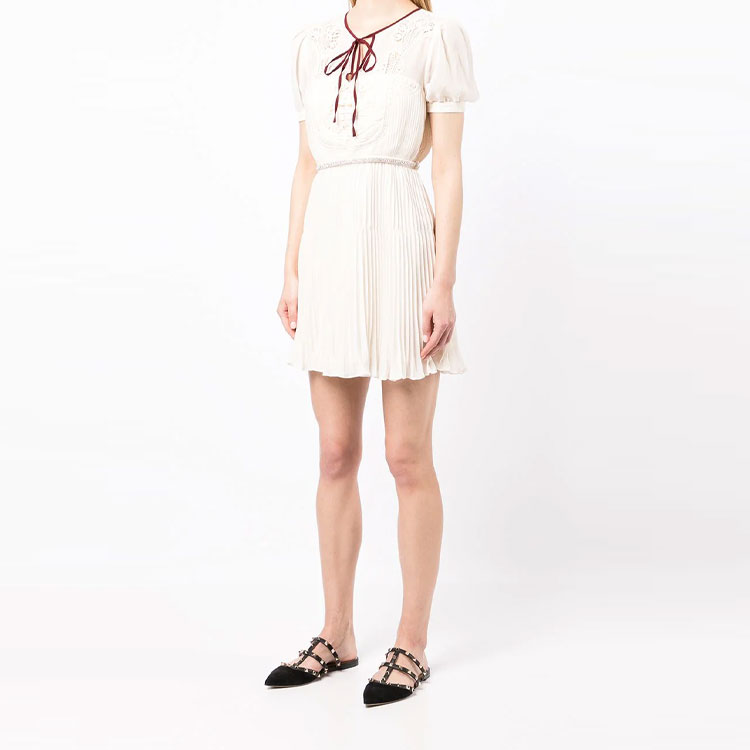 Self-Portrait SS22 White Mini Dress with Knot Weave Details Short Sleeves. SS22072SIVORY 圖 7