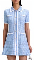 Self-Portrait SS23 Gingham Short Sleeve Trim Polo Collar Mini Dress Mist Blue SWF342M04800 Self-Portrait SS23 Gingham Short Sleeve Trim Polo Collar Mini Dress Mist Blue SWF342M04800