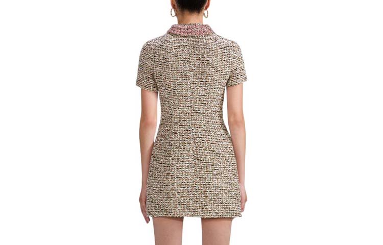 Self-Portrait SS23 Lunar New Year Knit Collar Short Sleeve Dress Grey Pink SWF341Y07800 圖 3