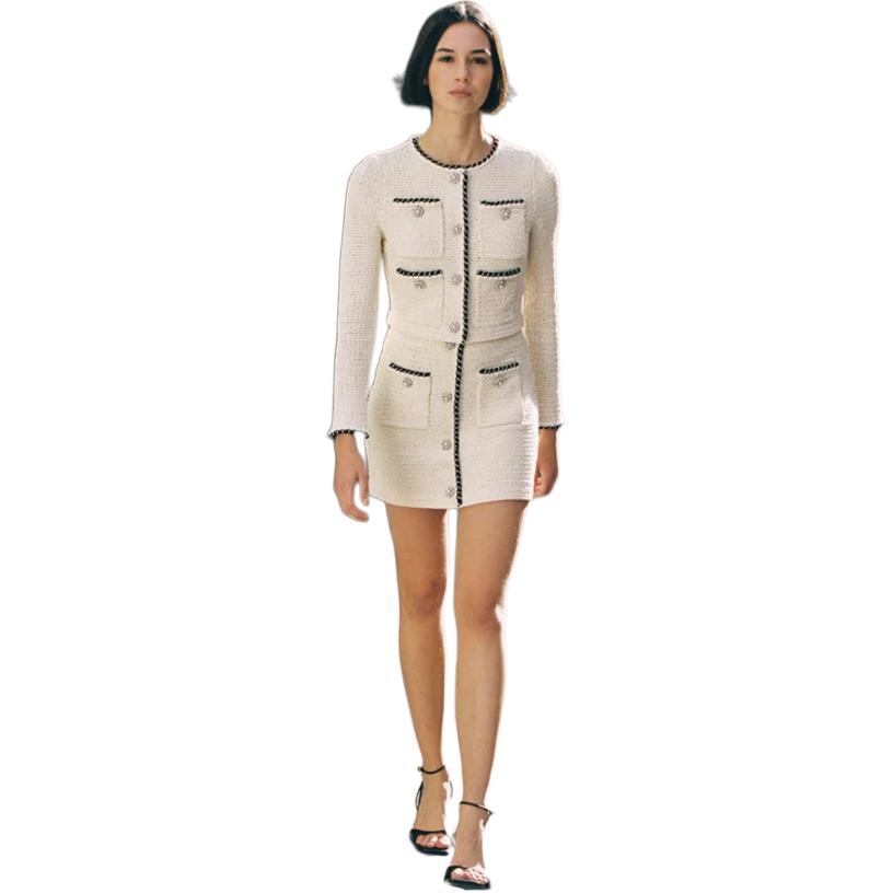 Purchase Self-Portrait SS23 農曆新年珍珠點綴拼色裙 象牙白 SWF341M02800