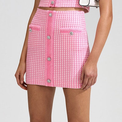 セルフポートレート SS23 ピンク チェッカーボタン ニットスカート. SWF342M06800 Purchase セルフポートレート SS23 ピンク チェッカーボタン ニットスカート. SWF342M06800
