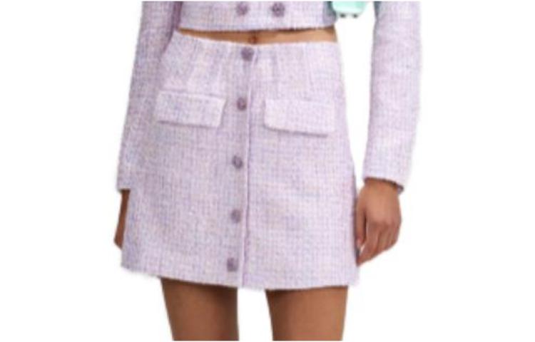 Order Self-Portrait SS23 Ungu Skirt Midi Butang Pinggang Tinggi. SWF342Q01400