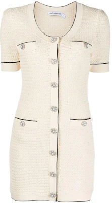 Vestido Midi Manga Corta SS23 Self-Portrait Botón Único Blanco Roto RS23111SC Shop Vestido Midi Manga Corta SS23 Self-Portrait Botón Único Blanco Roto RS23111SC