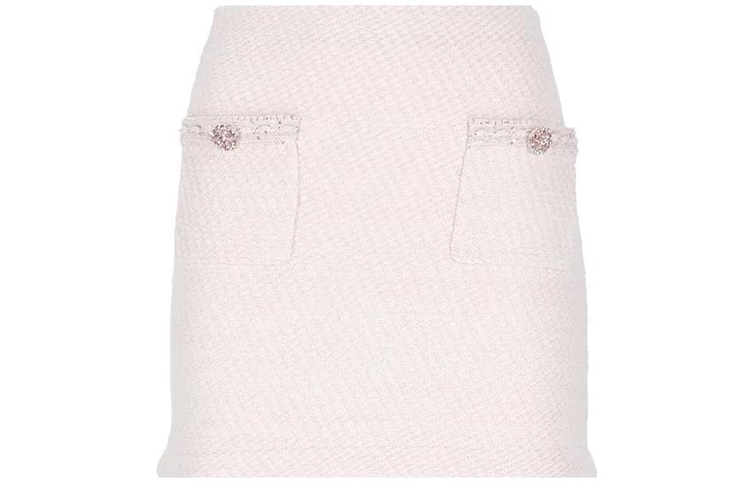 Self-Portrait SS23 Solid Color Pink Short Straight Mini Skirt RS23041SKPKNITLIGHT