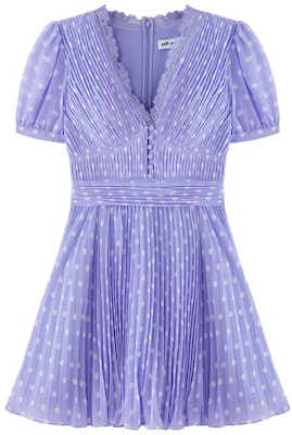 Self-Portrait V領紫色波點短袖洋裝 SWF342Y14200 Shop Self-Portrait V領紫色波點短袖洋裝 SWF342Y14200