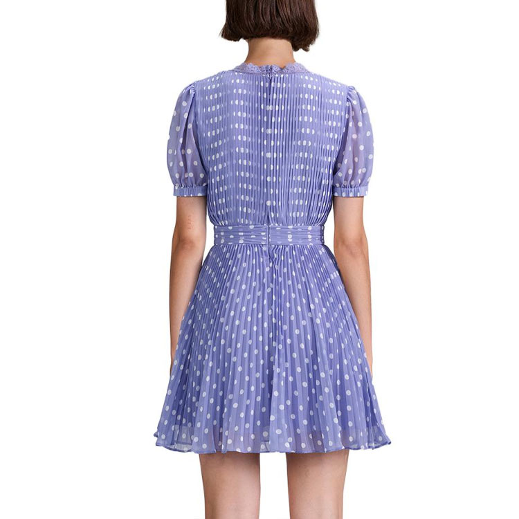 Details for Self-Portrait V領紫色波點短袖洋裝 SWF342Y14200