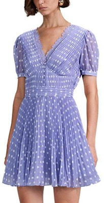 Self-Portrait V領紫色波點短袖洋裝 SWF342Y14200 Sizing Self-Portrait V領紫色波點短袖洋裝 SWF342Y14200