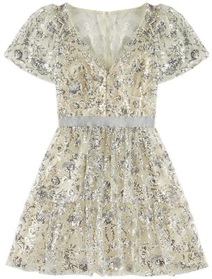 Self-Portrait V領短袖迷你連衣裙鑲鑽香檳杏色 SWF341Y08600 Shop Self-Portrait V領短袖迷你連衣裙鑲鑽香檳杏色 SWF341Y08600