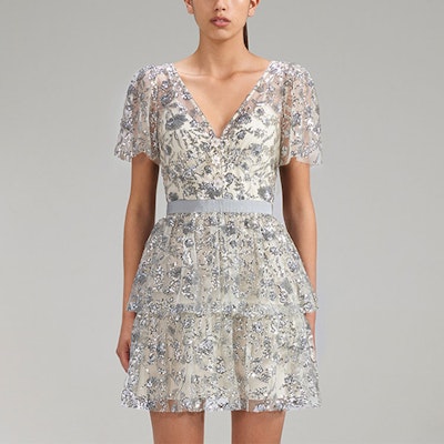 Self-Portrait V領短袖迷你連衣裙鑲鑽香檳杏色 SWF341Y08600 Purchase Self-Portrait V領短袖迷你連衣裙鑲鑽香檳杏色 SWF341Y08600