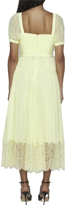 Self-Portrait 黃色泡泡袖中長洋裝 短袖休閒風格 PF23031MYYELLOW Shop Self-Portrait 黃色泡泡袖中長洋裝 短袖休閒風格 PF23031MYYELLOW