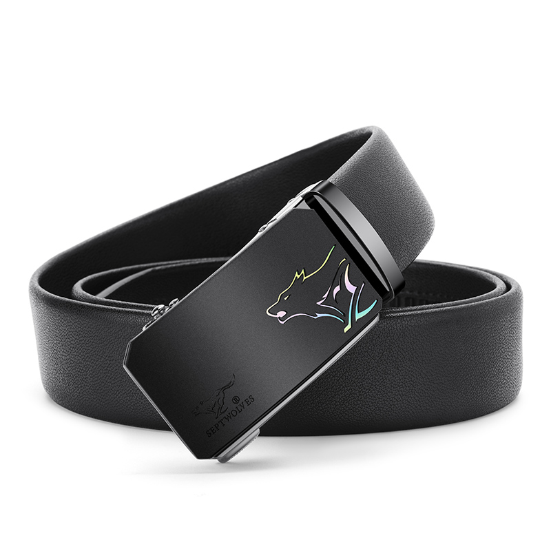SEPTWOLVES  Automatic Buckle Leather Belt - Business Casual Style, 3.5cm Wide. ZA7340-115