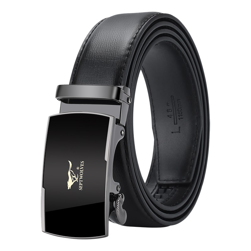 SEPTWOLVES  Leather Belt - 3.1CM Automatic Buckle, Business Casual Style ZA1016-1