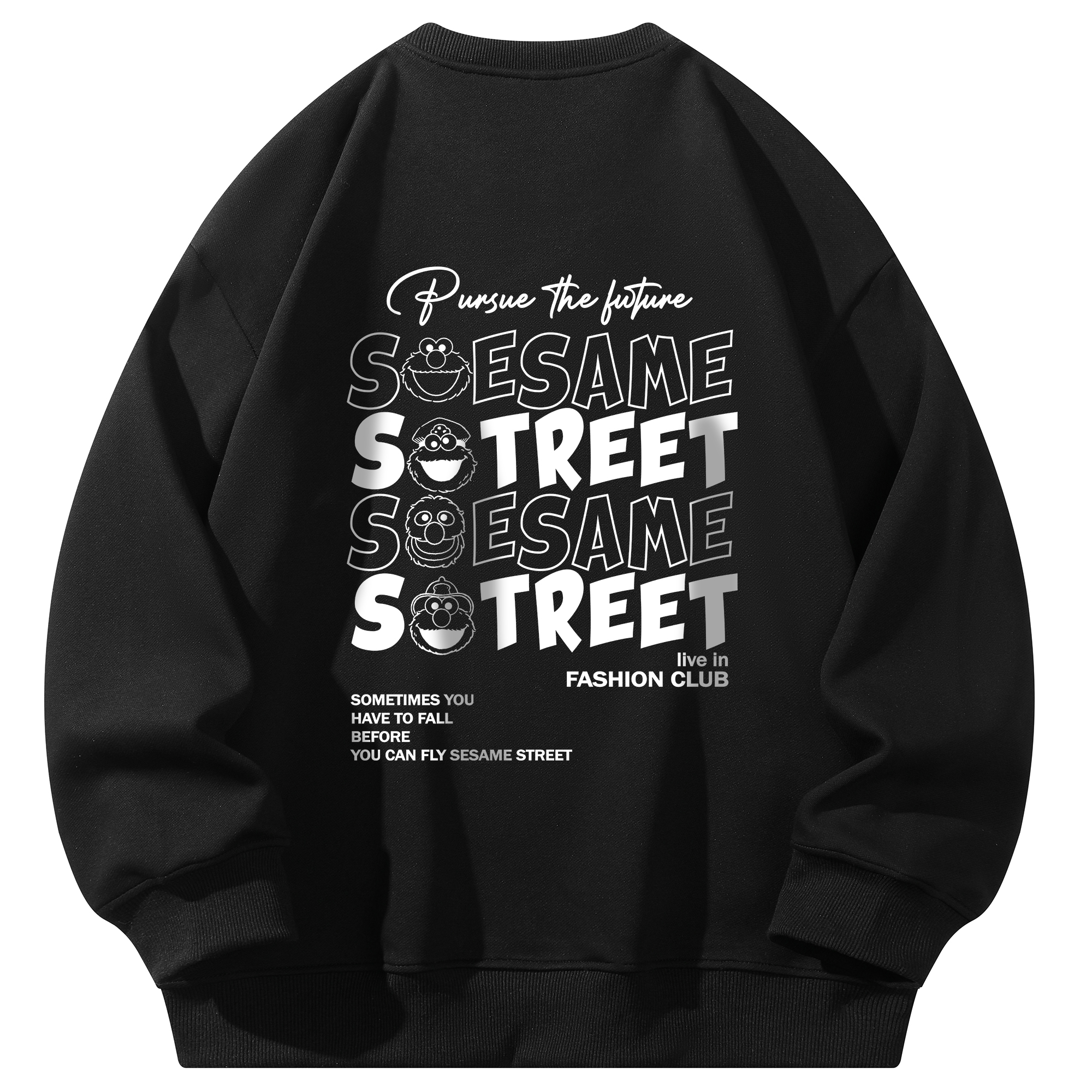 Sesame Street Alphabet Logo Loose Fit Pullover Hoodie Unisex Casual Wear 1618880ZMJ057