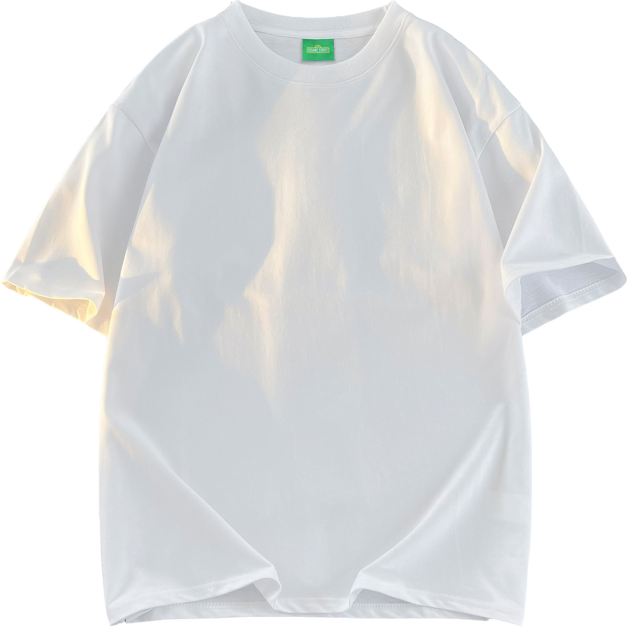 Sesame Street Basic Solid Color Loose Fit Unisex Crew Neck Casual Tee 605705ZM