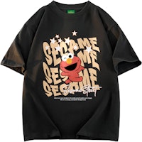 Sesame Street Cartoon Graffiti Letter Print Summer Loose Unisex Casual T-Shirt 605705ZMY365 Sesame Street Cartoon Graffiti Letter Print Summer Loose Unisex Casual T-Shirt 605705ZMY365