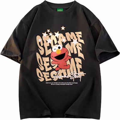 Sesame Street Cartoon Graffiti Letter Print Summer Loose Unisex Casual T-Shirt 605705ZMY365 Buy Sesame Street Cartoon Graffiti Letter Print Summer Loose Unisex Casual T-Shirt 605705ZMY365
