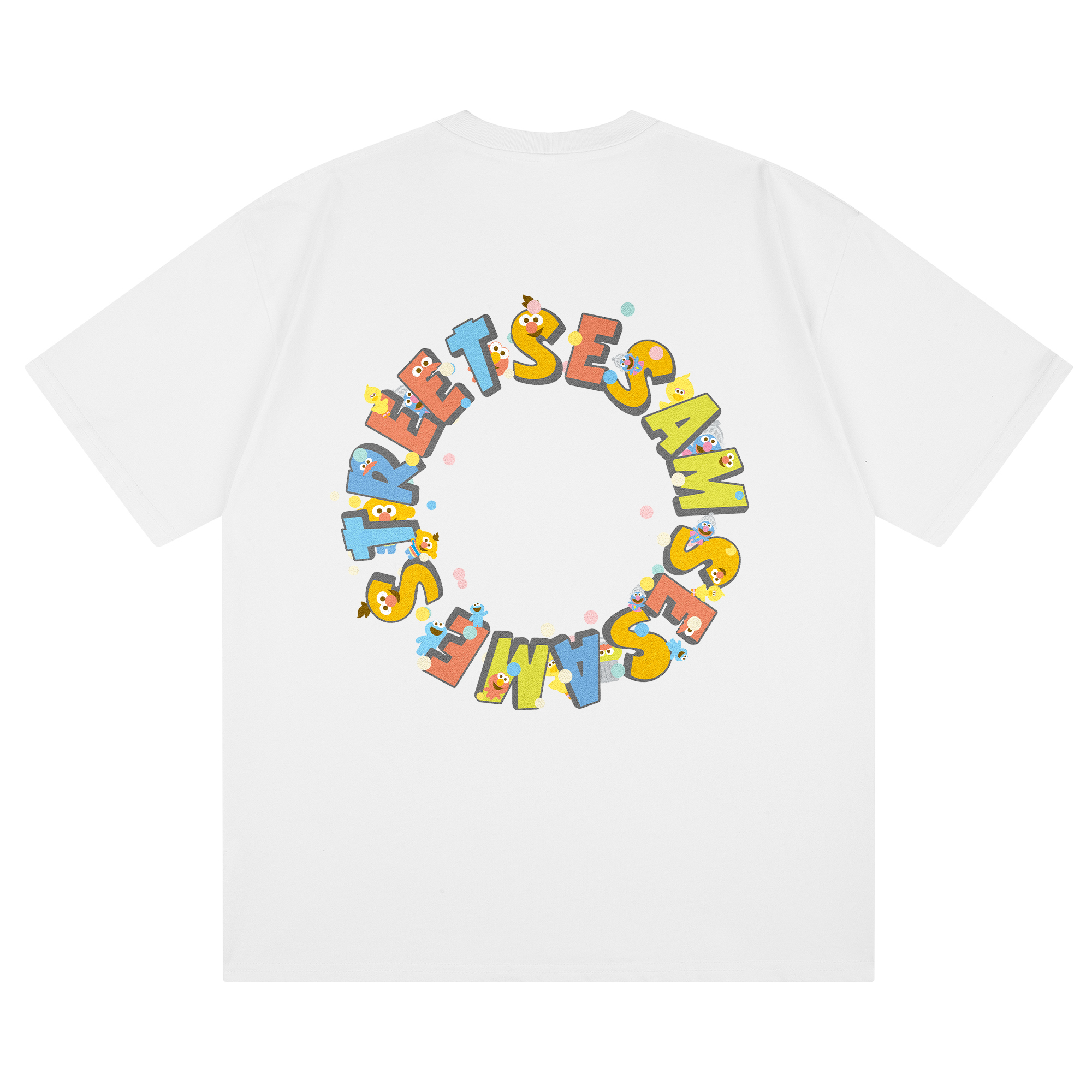 Sesame Street Cartoon Graphic Oversized Unisex Short Sleeve T-Shirt 605705ZMY0268