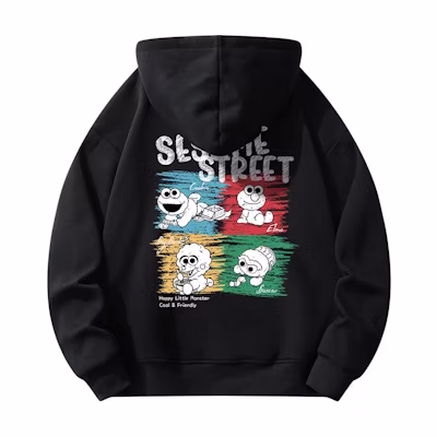 Sesame Street Cartoon Graphics Vintage Hoodie - Unisex Casual Pullover SSATT233LK6U