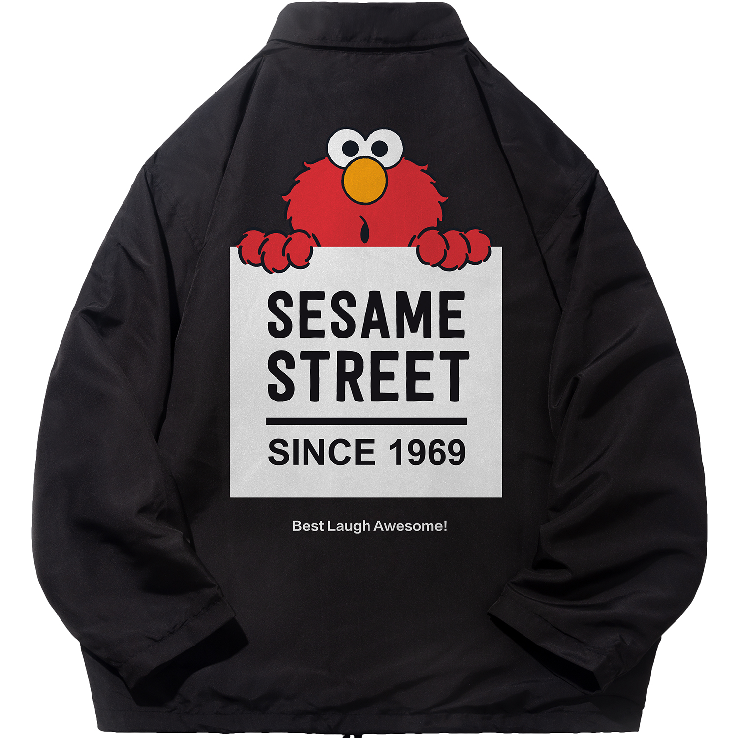 Sesame Street Cartoon Print Oversized Coach Jacket for Men and Women - Fall Edition SSACO233LA5U-JD