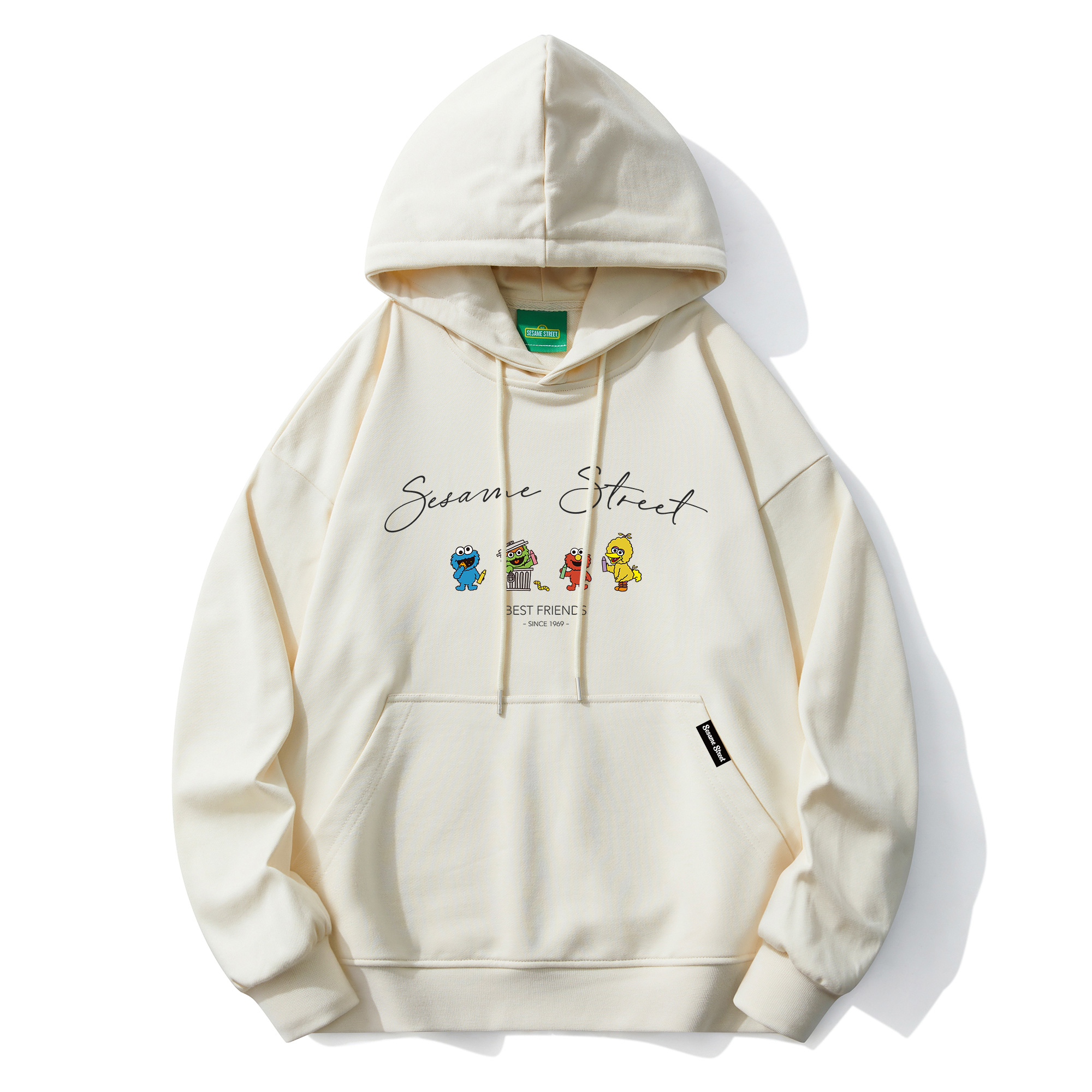 Sesame Street Cartoon Print Oversized Hoodie Unisex Casual Loose Fit Pullover SSATT233LL8U