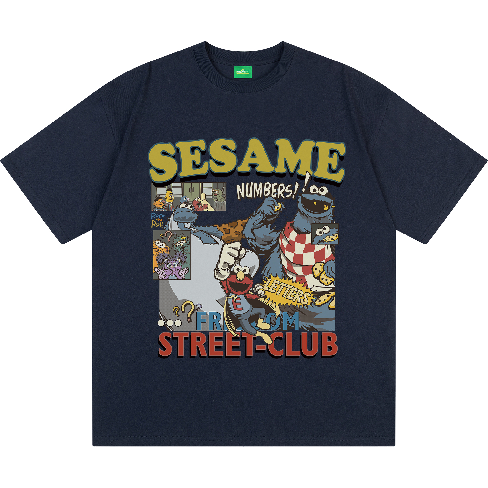 Sesame Street Casual Loose Fit Cartoon Graphic Unisex T-Shirt 605705ZMY526
