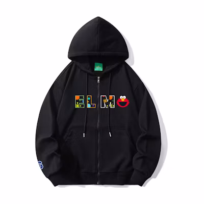Sesame Street Colorful Fireworks Alphabet Print Oversized Hoodie Jacket Unisex SSATT223LE9U