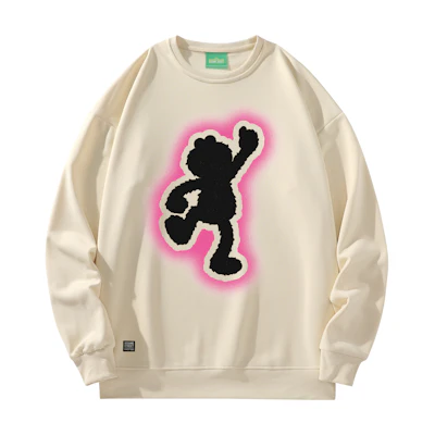 Sesame Street Elmo Dopamine Cartoon Print Oversized Pullover Sweatshirt Unisex SSATT233LF9U-JD