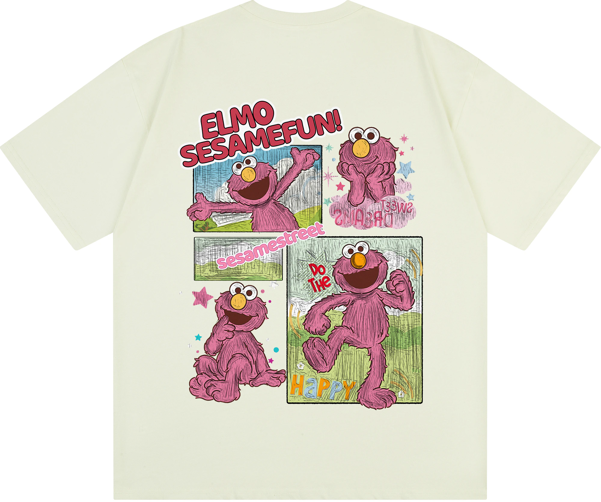 sesame-street-elmo-logo-vintage-graphic-loose-fit-unisex-casual-t-shirt-605705-zmy-510
