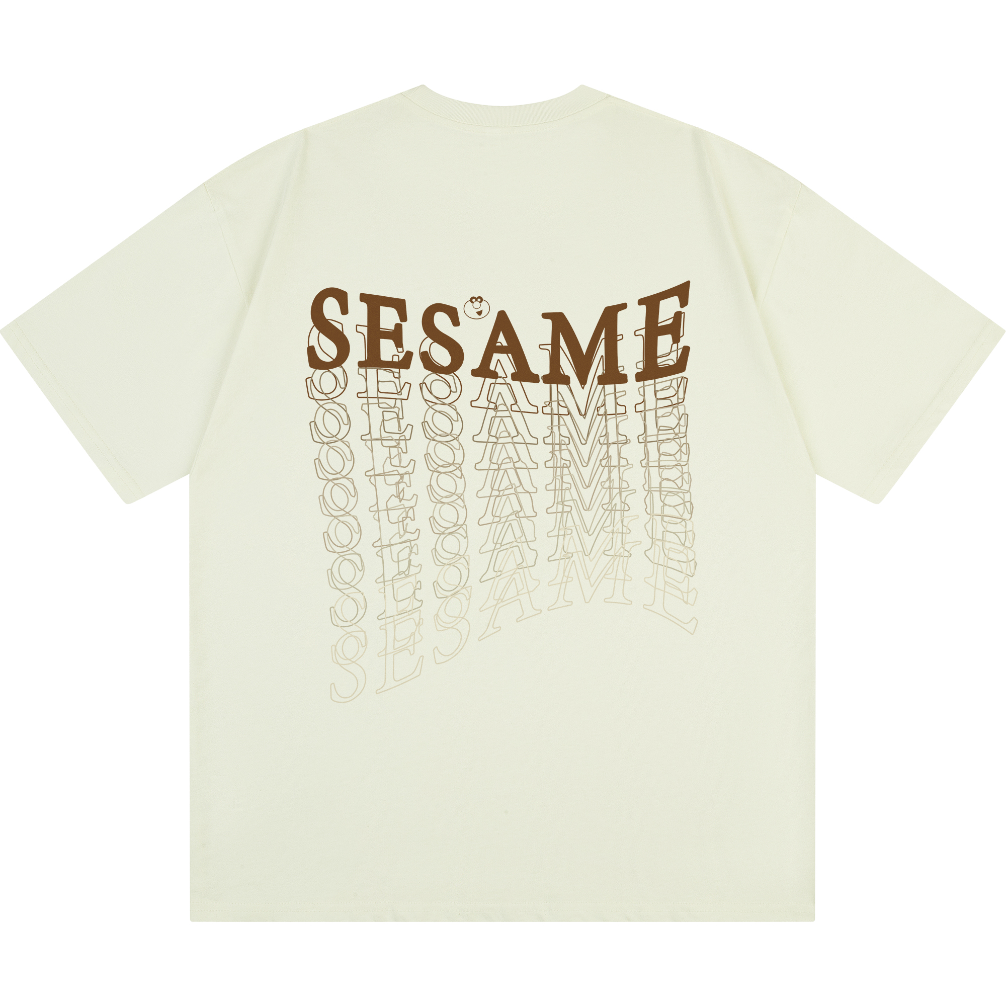 Sesame Street Gradient Letter Print Unisex Oversized Casual T-Shirt 1619999ZMJ109