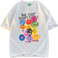 SESAME STREET Graphic Print Casual Unisex Loose Fit Short Sleeve T-Shirt. 605705ZMY546 SESAME STREET Graphic Print Casual Unisex Loose Fit Short Sleeve T-Shirt. 605705ZMY546