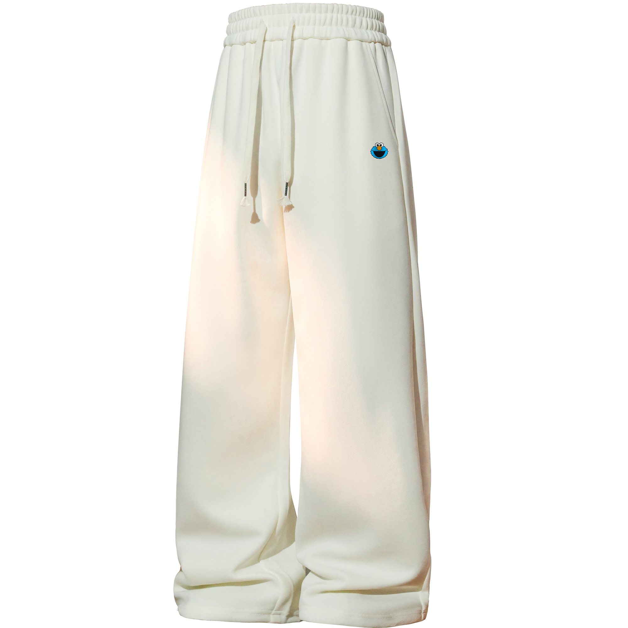 Sesame Street Logo Print Casual Wide-Leg Pants Unisex Relaxed Fit, Trendy Style 1611832ZMJ005-1