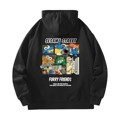Sesame Street Oversized Vintage Cartoon Hoodie Unisex - Warm, Loose Fit, Stylish SSATT233LF7U-JD