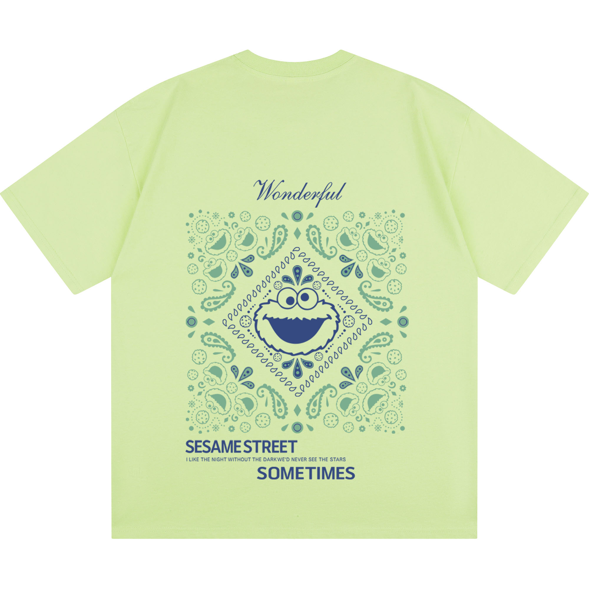 Sesame Street Paisley Graphic Oversized Retro Unisex Tee Short Sleeve Shirt 1619999ZMJ014