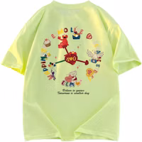 Sesame Street Retro Cartoon Graffiti Logo Unisex Casual Short Sleeve T-Shirt 605705ZMY493 Sesame Street Retro Cartoon Graffiti Logo Unisex Casual Short Sleeve T-Shirt 605705ZMY493