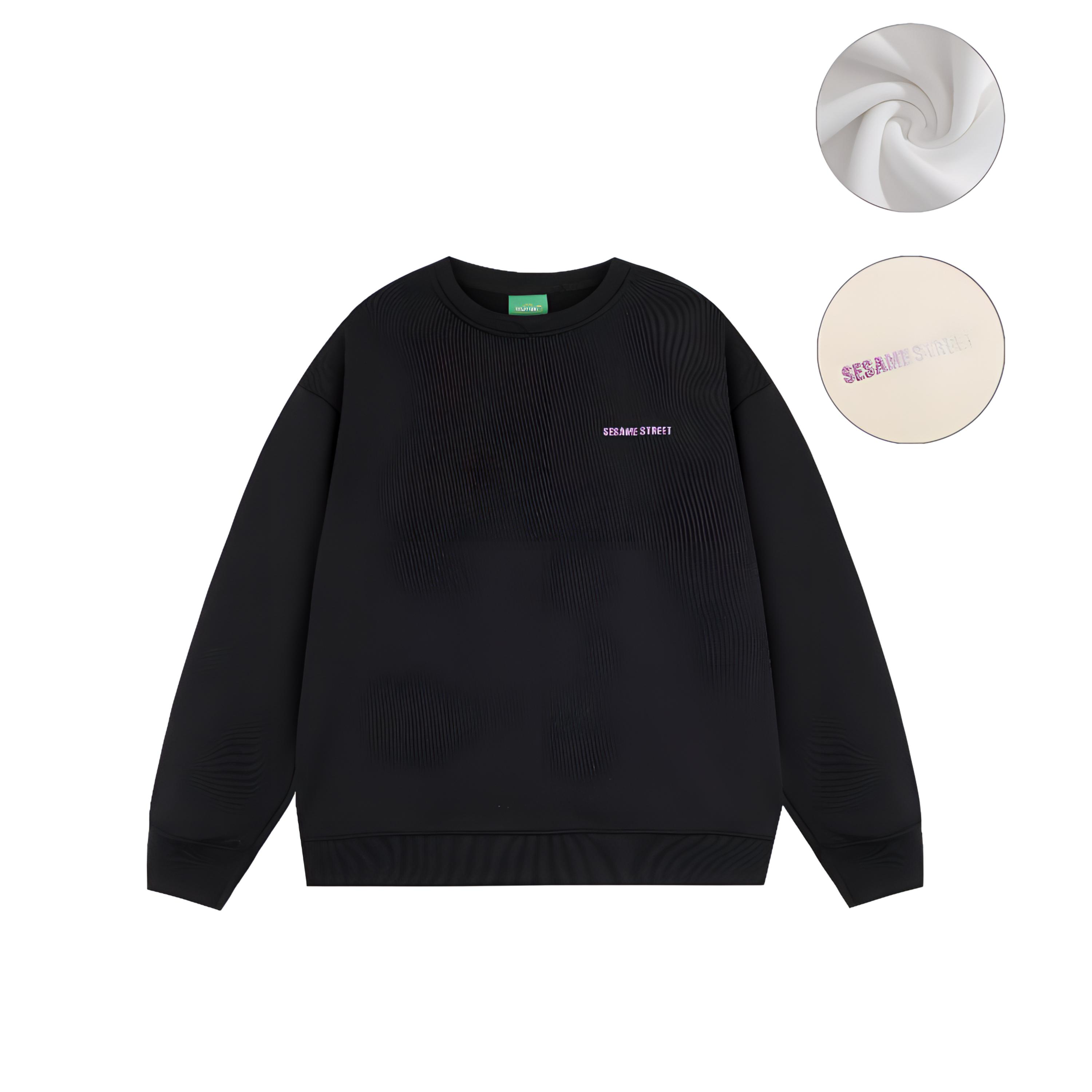 Sesame Street Retro Logo Embroidered Oversized Crewneck Sweatshirt Unisex SSATT233LBHU-R