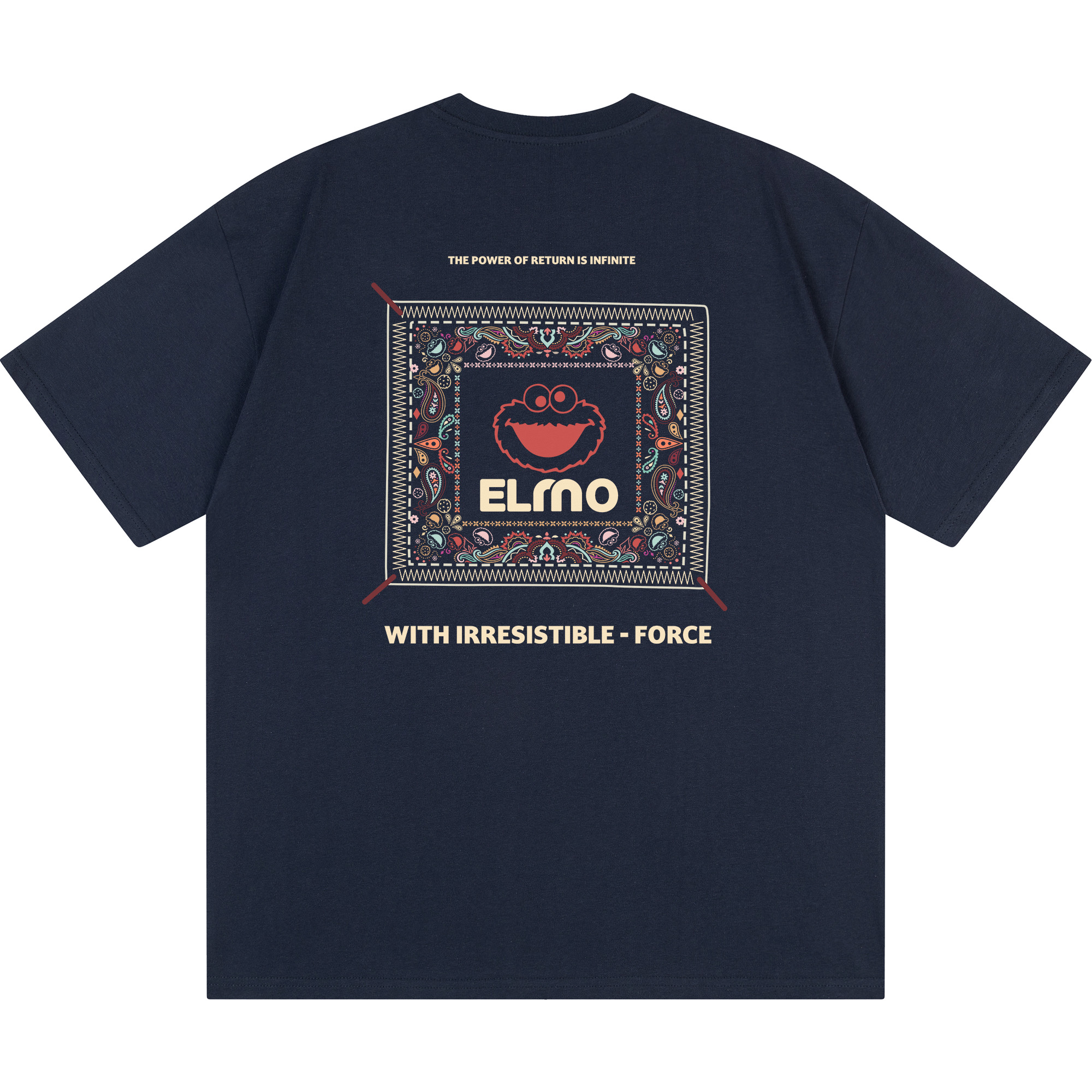Sesame Street Retro Paisley Print Loose Fit Unisex T-Shirt 605705ZMY559