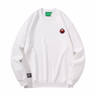 Sesame Street Solid Logo Embroidered Loose Fit Crewneck Sweatshirt Unisex SSDTT231183U