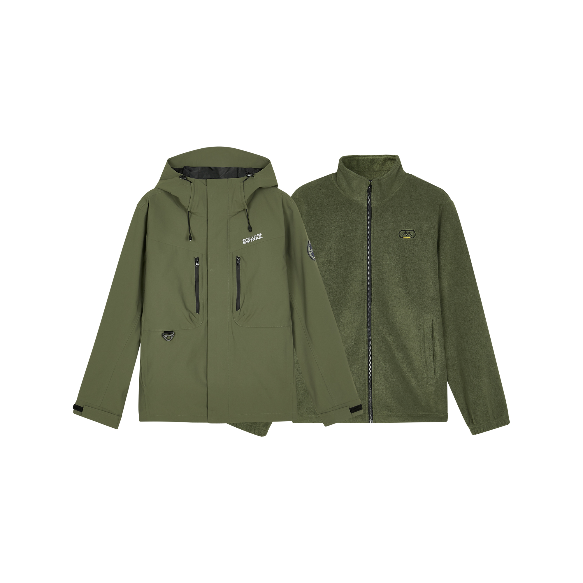 Skechers 3-in-1 Outdoor Jacket Set Waterproof Windproof Climbing Coat Green L324M148-016C