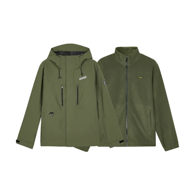 Skechers 3-in-1 Outdoor Jacket Set Waterproof Windproof Climbing Coat Green L324M148-016C