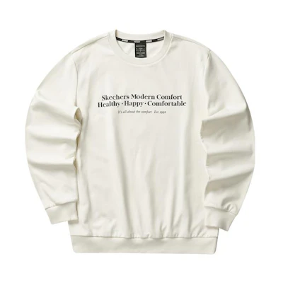 Skechers 雅钻 Series Casual Comfort Pullover Crewneck Sweatshirt Tofu White L323M048-0211