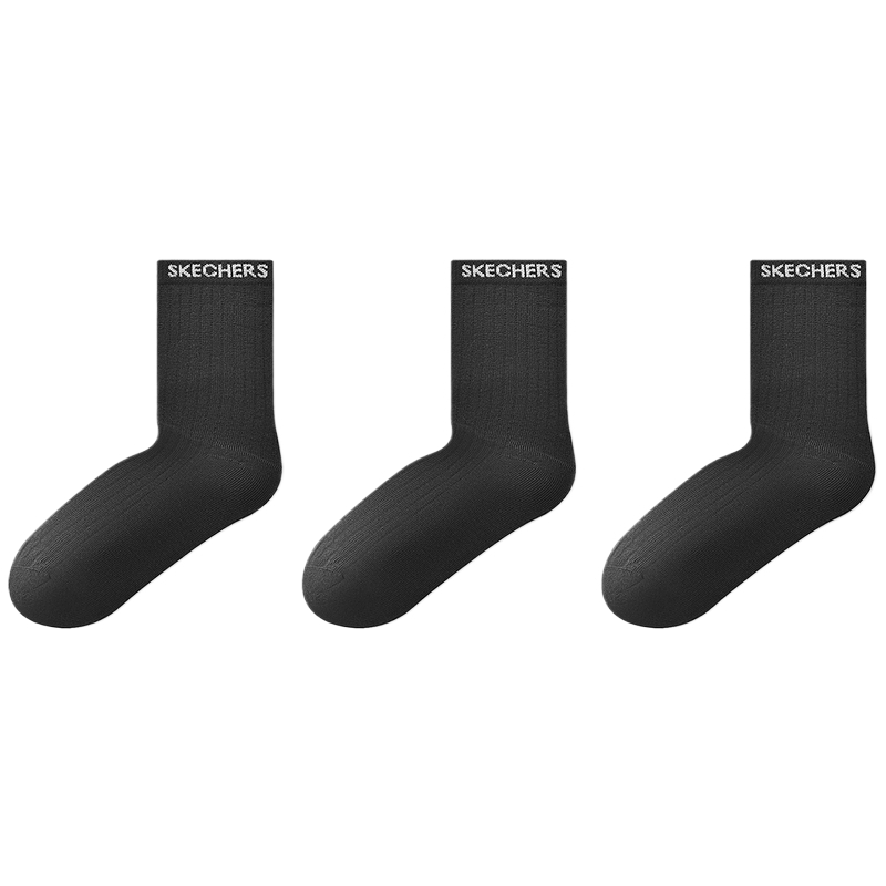Skechers  Antibacterial Mid-Calf Socks 3-Pack Solid Color L425M109-0018