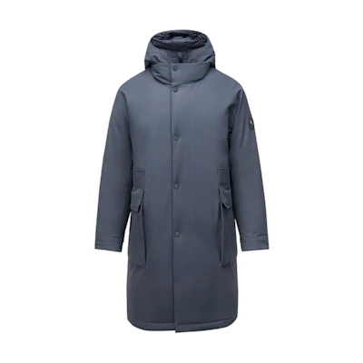 Skechers Long Hooded Water-Resistant Down Jacket Dark Gray L424M156-00W5