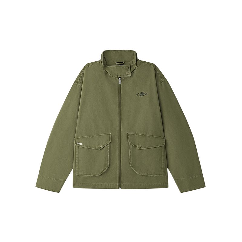 Skechers  Olive Green Casual Stand Collar Warm Long Sleeve Jacket L226M001-00SB