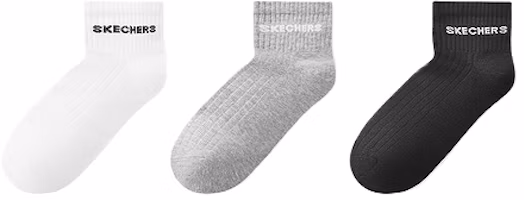 Skechers Solid Color Letter Ankle Socks - 3 Pairs Pack L425M105-02KZ Skechers Solid Color Letter Ankle Socks - 3 Pairs Pack L425M105-02KZ