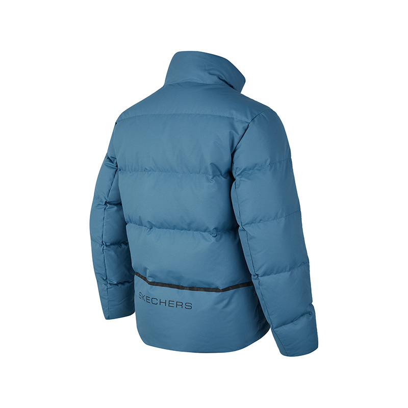 Lookbook Skechers Jaket Puffer Hangat Warna Solid dengan Resleting - Biru P423M023-0378