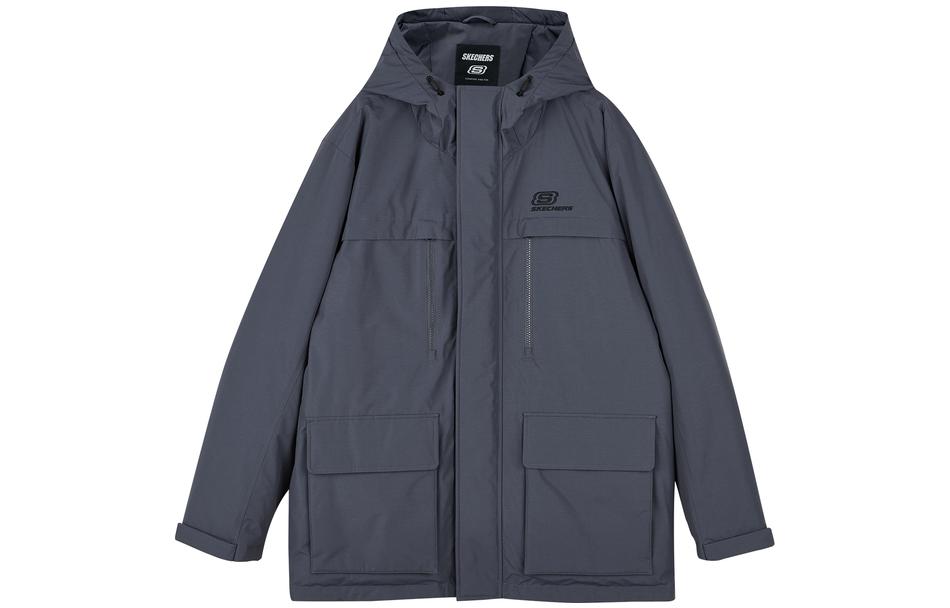 Skechers  Waterproof Hooded Down Jacket Casual Coat Dark Grey. L423M097-00W5